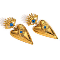 18k Gold Color Plated Earrings Stainless Steel Dripping Triangle Heart Devil Eye Personality Exaggeration Women Jewelry