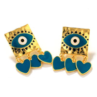 18k Gold Color Plated Earrings Stainless Steel Dripping Triangle Heart Devil Eye Personality Exaggeration Women Jewelry
