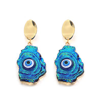 18k Gold Color Plated Earrings Stainless Steel Dripping Triangle Heart Devil Eye Personality Exaggeration Women Jewelry