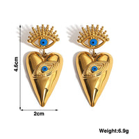 18k Gold Color Plated Earrings Stainless Steel Dripping Triangle Heart Devil Eye Personality Exaggeration Women Jewelry