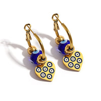 18k Gold Color Plated Earrings Stainless Steel Dripping Triangle Heart Devil Eye Personality Exaggeration Women Jewelry