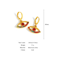18k Gold Color Plated Earrings Stainless Steel Dripping Triangle Heart Devil Eye Personality Exaggeration Women Jewelry