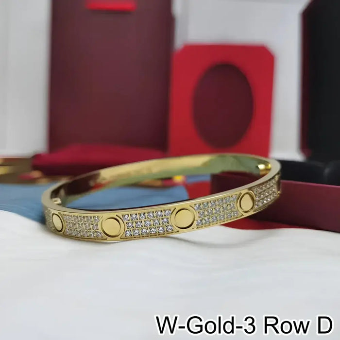 18K Gold Plated Diamond Studded Bangle Bracelet 💎