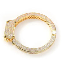 18K Gold Plated Luxury Handcuff Cuff Bracelet – Trendy Punk CZ Bangle Couple Jewelry 💎