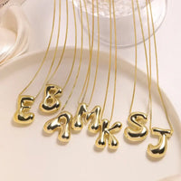 18K Gold plated GOLD-SILVER color Chunky Bubble Letter Pendant Necklaces  ✨