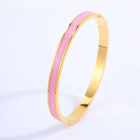 18K Gold Plated Stainless Steel Pink Crystal Love Heart Bracelet Jewelry ✨
