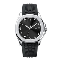 Classic Silicone Strap Square Business Men'S Watch Stainless Steel Case ⏱️