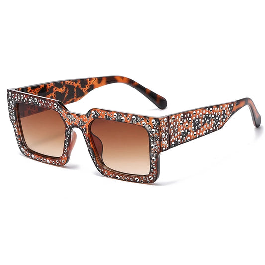 Luxury Square Sunglasses Women Men Fashion Diamond Rectangle Brand Designer Glitter Sun Glasses UV400 Shades Eyeglasses