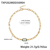 Titanium Steel Jewelry Stainless Steel Micro-pave Zircon Clavicle Necklace And Bracelet ✨