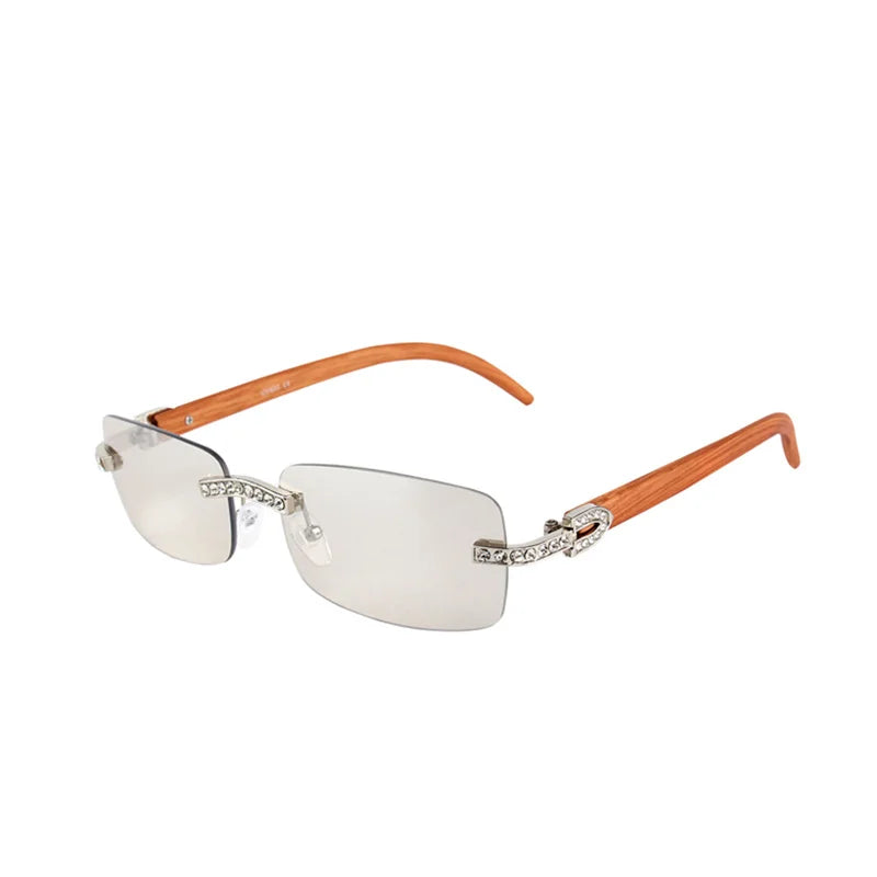 Vintage Fashion New Brand Rimless Rhinestone Sunglasses Popular Diamond Metal Men Women Luxury Design Sun Glasses Unisex