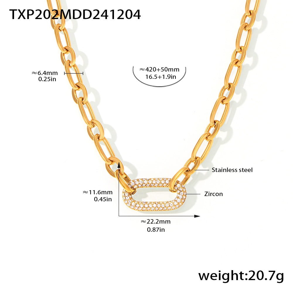Titanium Steel Jewelry Stainless Steel Micro-pave Zircon Clavicle Necklace And Bracelet ✨