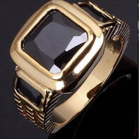Mens Gold-Plated Micro-Pave Zircon Ring 💍