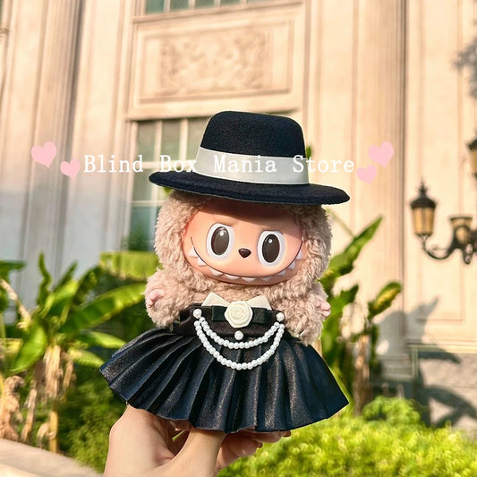 For/Cloth Latest Jennie Labubu Dress Labubu Top Hat Gorgeous Pearl Necklace Customized Leather Shoes Labubu Bag