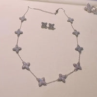 4pcs Luxury Flower Statement Necklace earring ring BraceletJewelry Set 💎