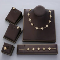 4pcs Luxury Flower Statement Necklace earring ring BraceletJewelry Set 💎