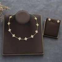 4pcs Luxury Flower Statement Necklace earring ring BraceletJewelry Set 💎