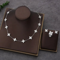 4pcs Luxury Flower Statement Necklace earring ring BraceletJewelry Set 💎