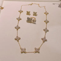 4pcs Luxury Flower Statement Necklace earring ring BraceletJewelry Set 💎