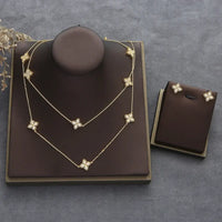 4pcs Luxury Flower Statement Necklace earring ring BraceletJewelry Set 💎