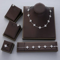 4pcs Luxury Flower Statement Necklace earring ring BraceletJewelry Set 💎