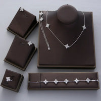 4pcs Luxury Flower Statement Necklace earring ring BraceletJewelry Set 💎