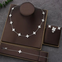 4pcs Luxury Flower Statement Necklace earring ring BraceletJewelry Set 💎