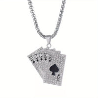 Hip Hop Style Poker Card Pendant Necklace  Stainless Steel✨