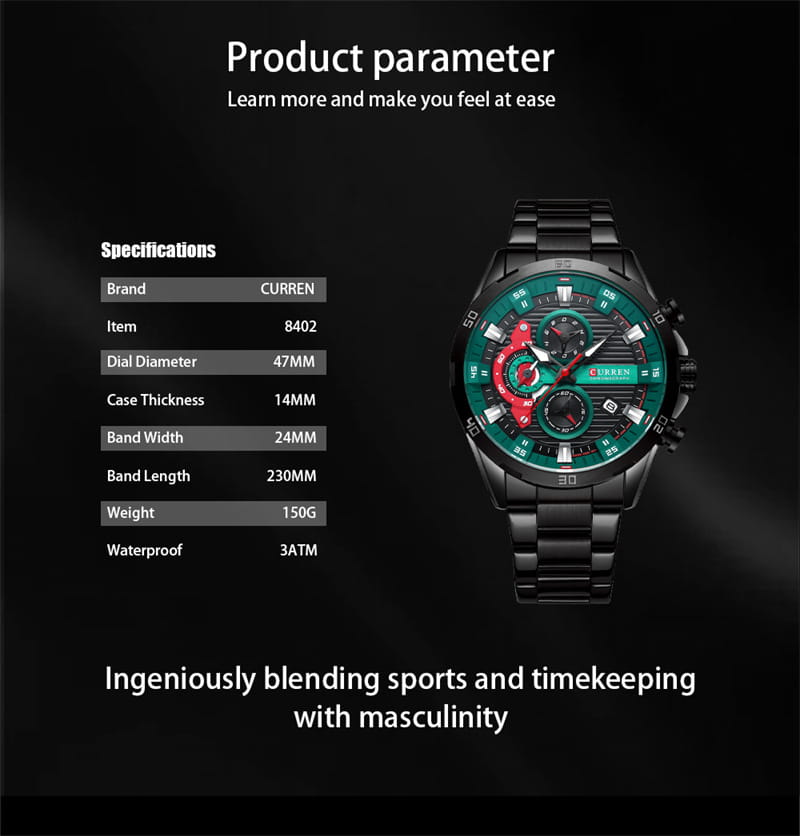 Mens Six-Hand Steel-Strap Motorcycle Watch ✨