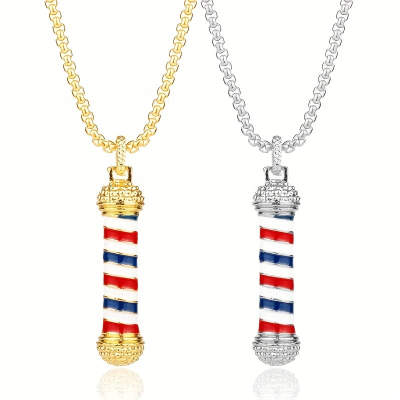 Stylish Barber Shop Turn Light Necklace Hip Hop Rock Barber Pendant Necklace 💈