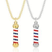 Stylish Barber Shop Turn Light Necklace Hip Hop Rock Barber Pendant Necklace 💈