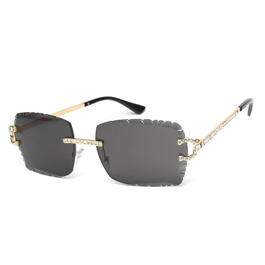 Fashion Rimless Diamond Sunglasses Brand Design Women Small Square Metal Sun Glasses Luxury Shades UV400 Eyewear Gafas De Sol