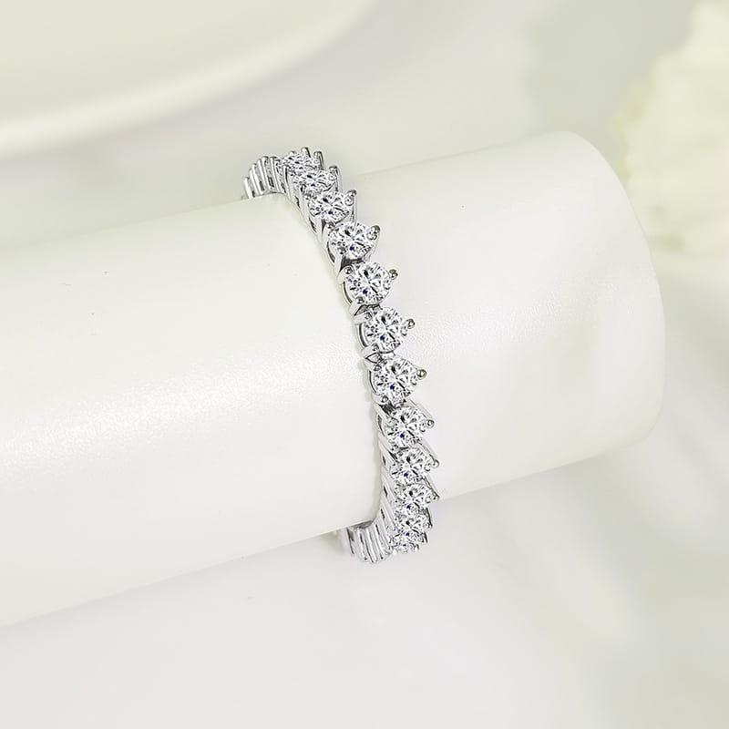 Womens Three-claw Tennis Bracelet With Copper Plating And Zircon Inlays ✨