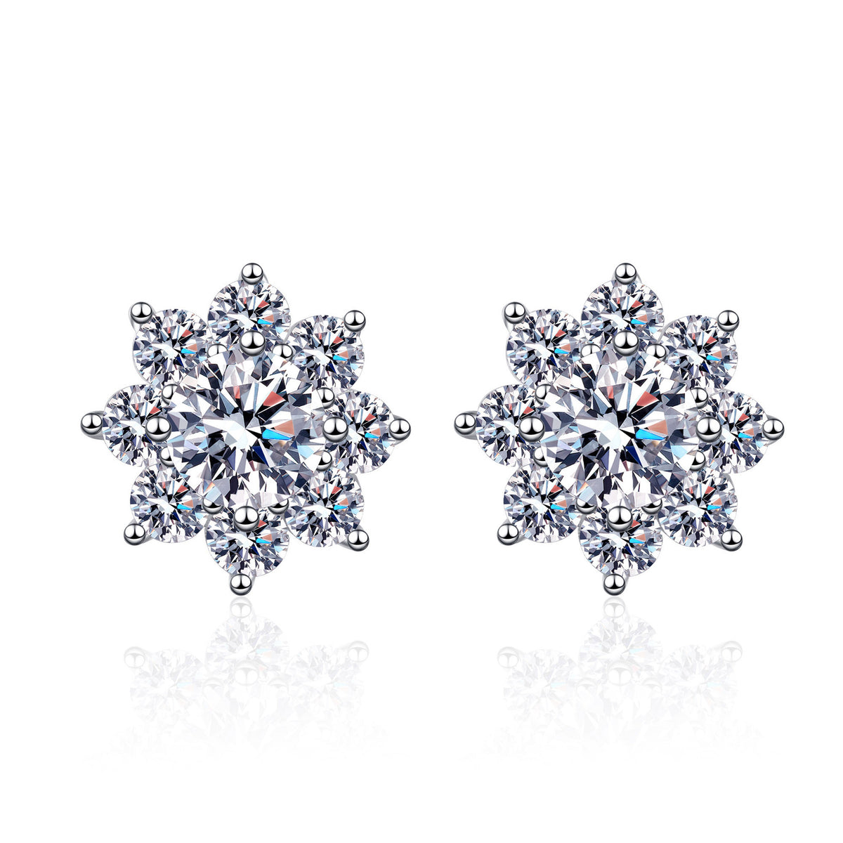 S925 Sterling Silver Snowflake Stud Earrings For Women With Moissanite ✨