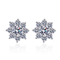 S925 Sterling Silver Snowflake Stud Earrings For Women With Moissanite ✨