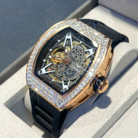 Luxury Men'S Skeleton Tourbillon Diamond Automatic Watch ⏱️