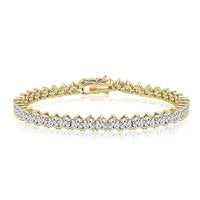 Womens Three-claw Tennis Bracelet With Copper Plating And Zircon Inlays ✨