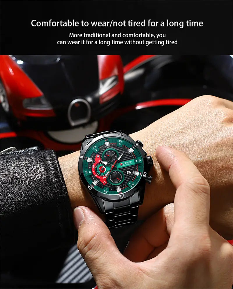 Mens Six-Hand Steel-Strap Motorcycle Watch ✨