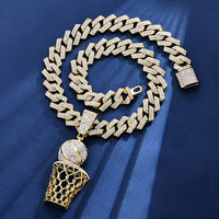 Hip Hop Basketball Hoop Pendant Necklaces Chain 🏀