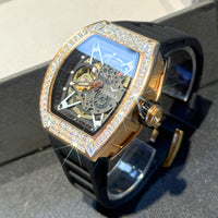 Luxury Men'S Skeleton Tourbillon Diamond Automatic Watch ⏱️