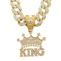 KING letter pendant Cuban necklace one-piece set 👑