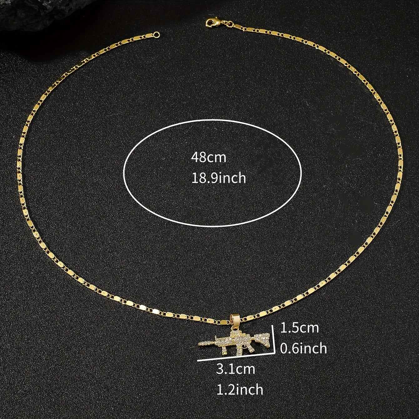 Hip-Hop Golden Men'S Pendant Necklace Featuring a Fully gun  ✨