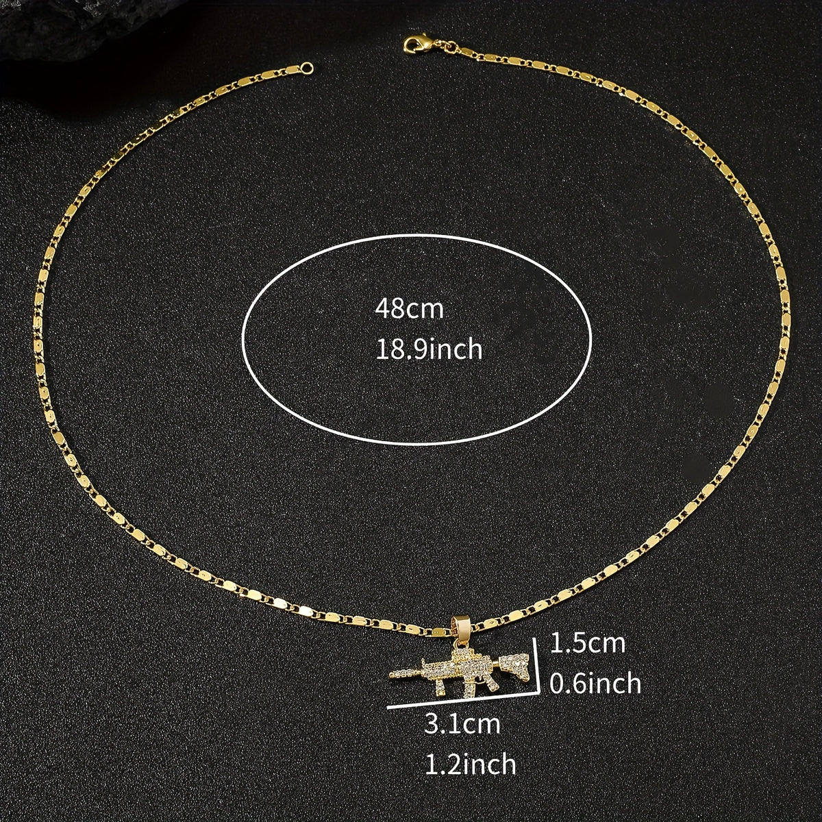 Hip-Hop Golden Men'S Pendant Necklace Featuring a Fully gun  ✨