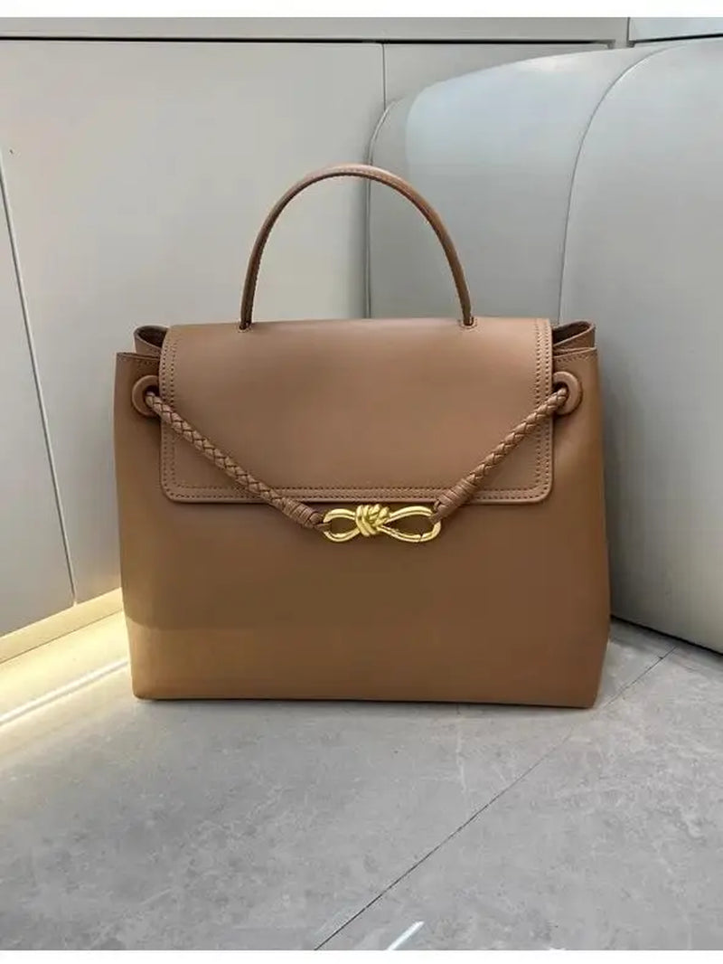 2025 New Handwoven Genuine Leather Flat Weave Handbag Large Capaci Single Oulder Slant Cross Tote Bag for Women