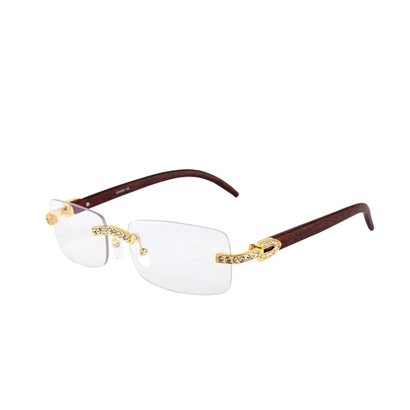 Vintage Fashion New Brand Rimless Rhinestone Sunglasses Popular Diamond Metal Men Women Luxury Design Sun Glasses Unisex