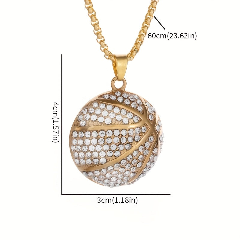 Hip-Hop Cubic Synthetic Zircon Basketball Pendant Necklace 🏀