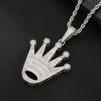 - Crown Pendant Necklace With Copper Inlaid Zirconia, 18K Golden Plated ✨