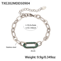 Titanium Steel Jewelry Stainless Steel Micro-pave Zircon Clavicle Necklace And Bracelet ✨