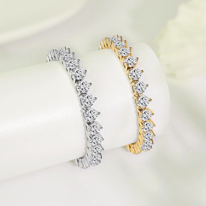 Womens Three-claw Tennis Bracelet With Copper Plating And Zircon Inlays ✨