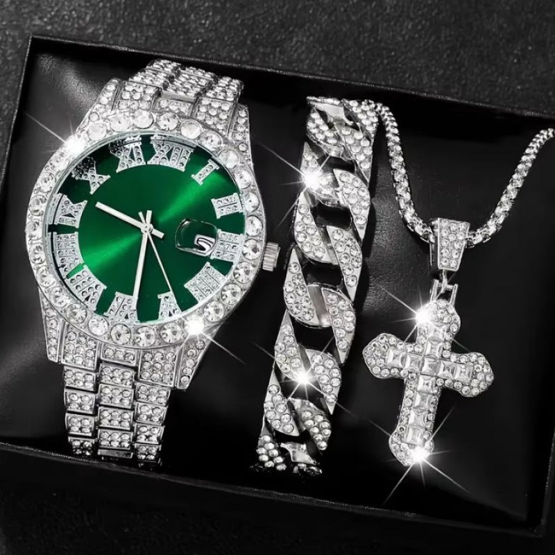 Men's Luxury Watch+ Jewelry SET - Chronograph, Calendar, Day/Date/Day 💎
