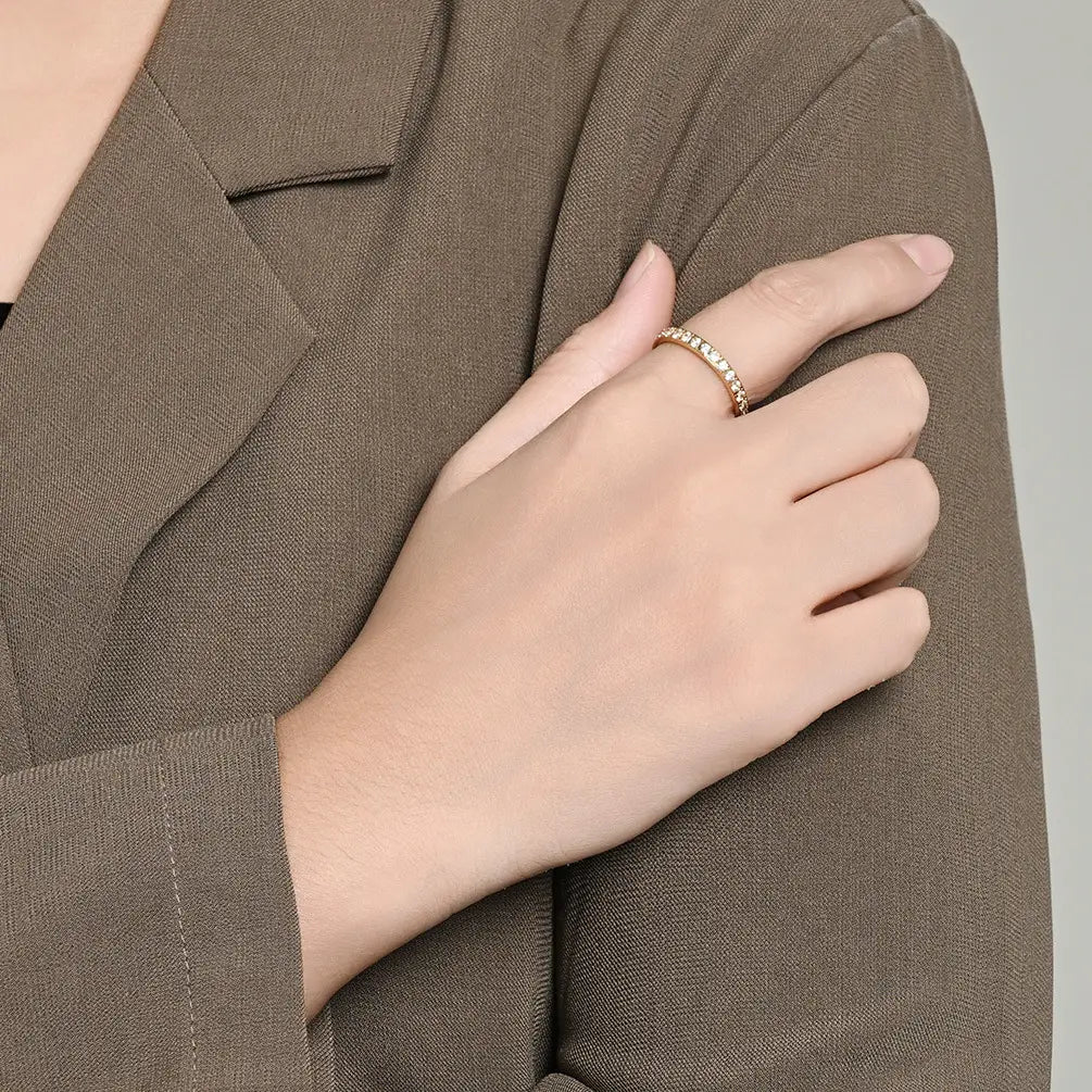 Womens Niche High-end Daisy-studded Stackable Pinky Ring 💍
